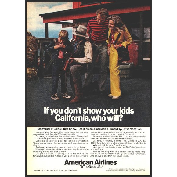 1973 American Airlines Vintage Print Ad Universal Studios Family Vacation Photo - Picture 1 of 1